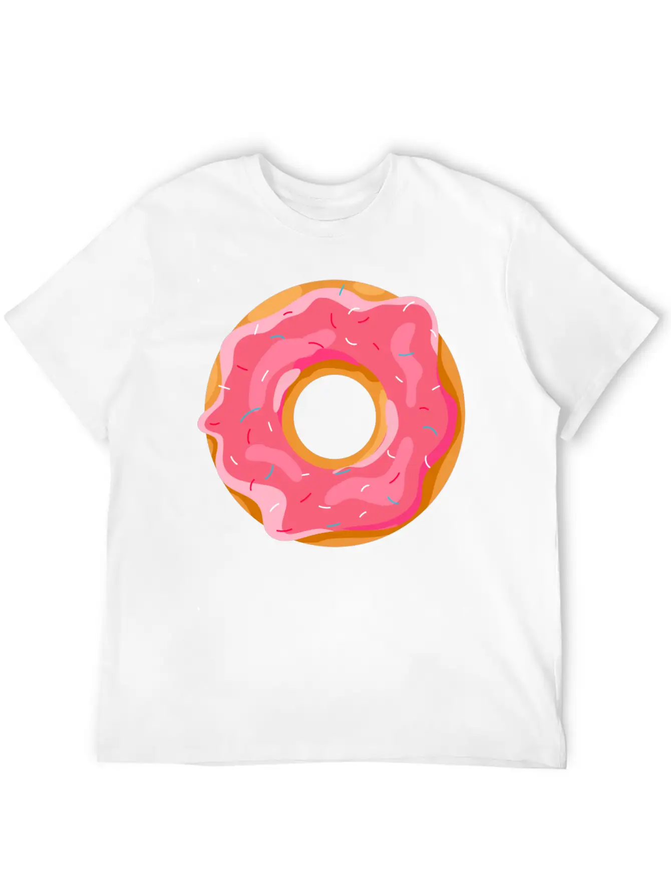 Donut With Pink Frosting And Sprinkles Unisex Short Sleeve Soft Cotton T-Shirt – Casual Everyday Wear