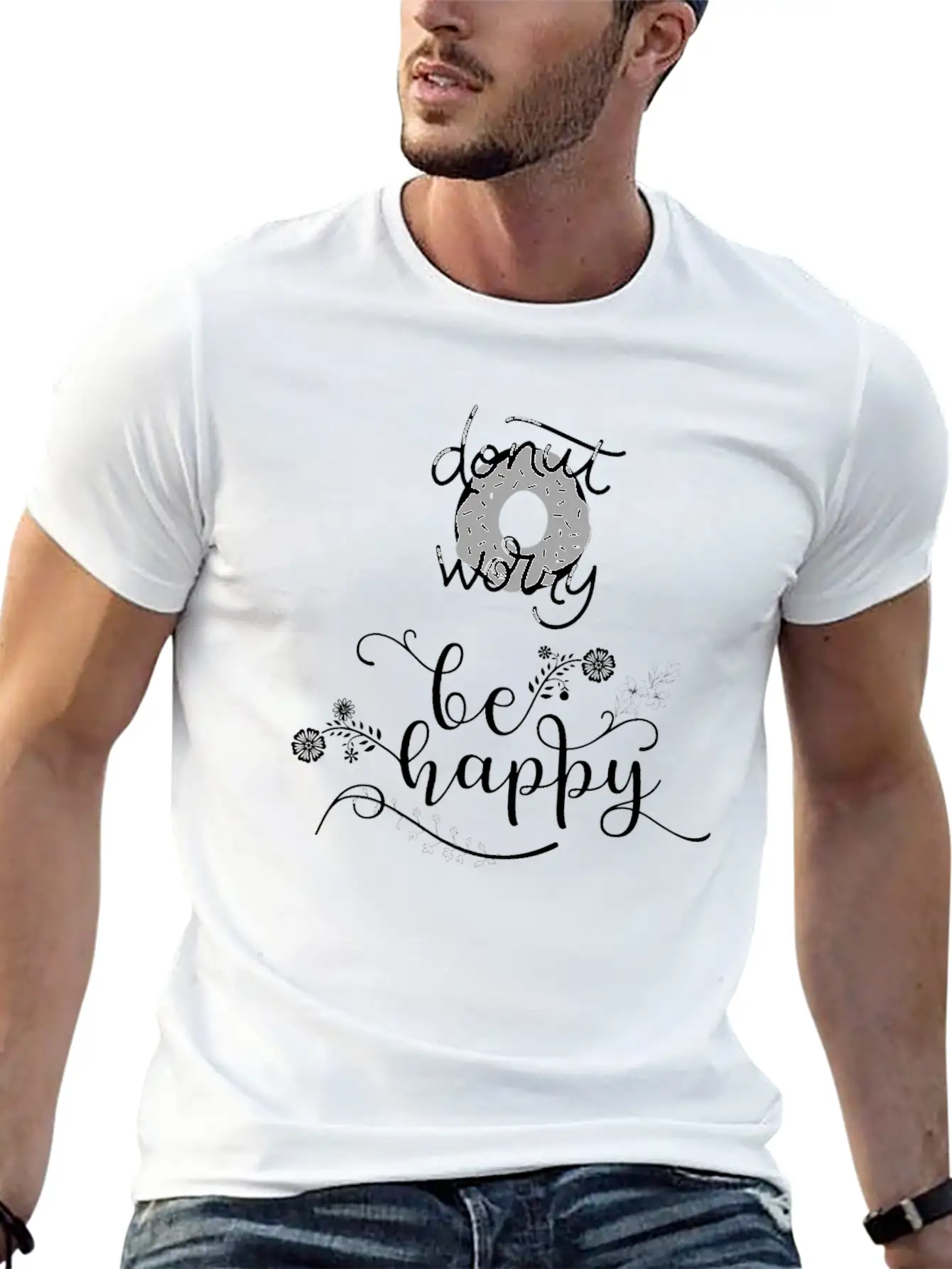 Donut Worry, Be Happy Essential Unisex Summer Tee – Soft Cotton Casual Fit