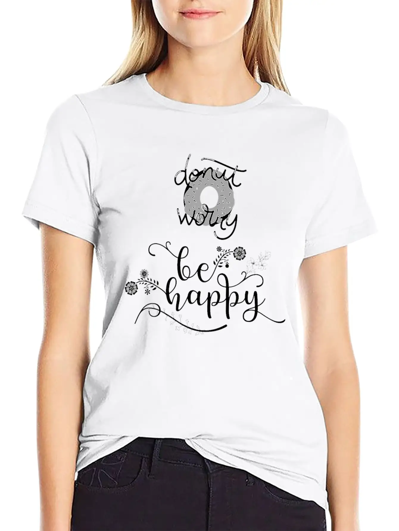 Donut Worry, Be Happy Essential Unisex Summer Tee – Soft Cotton Casual Fit
