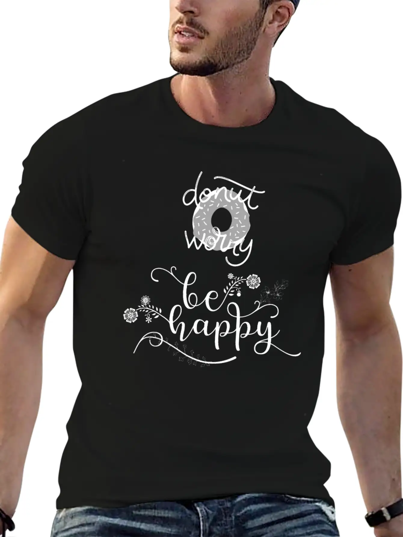Donut Worry, Be Happy Essential Unisex Summer Tee – Soft Cotton Casual Fit