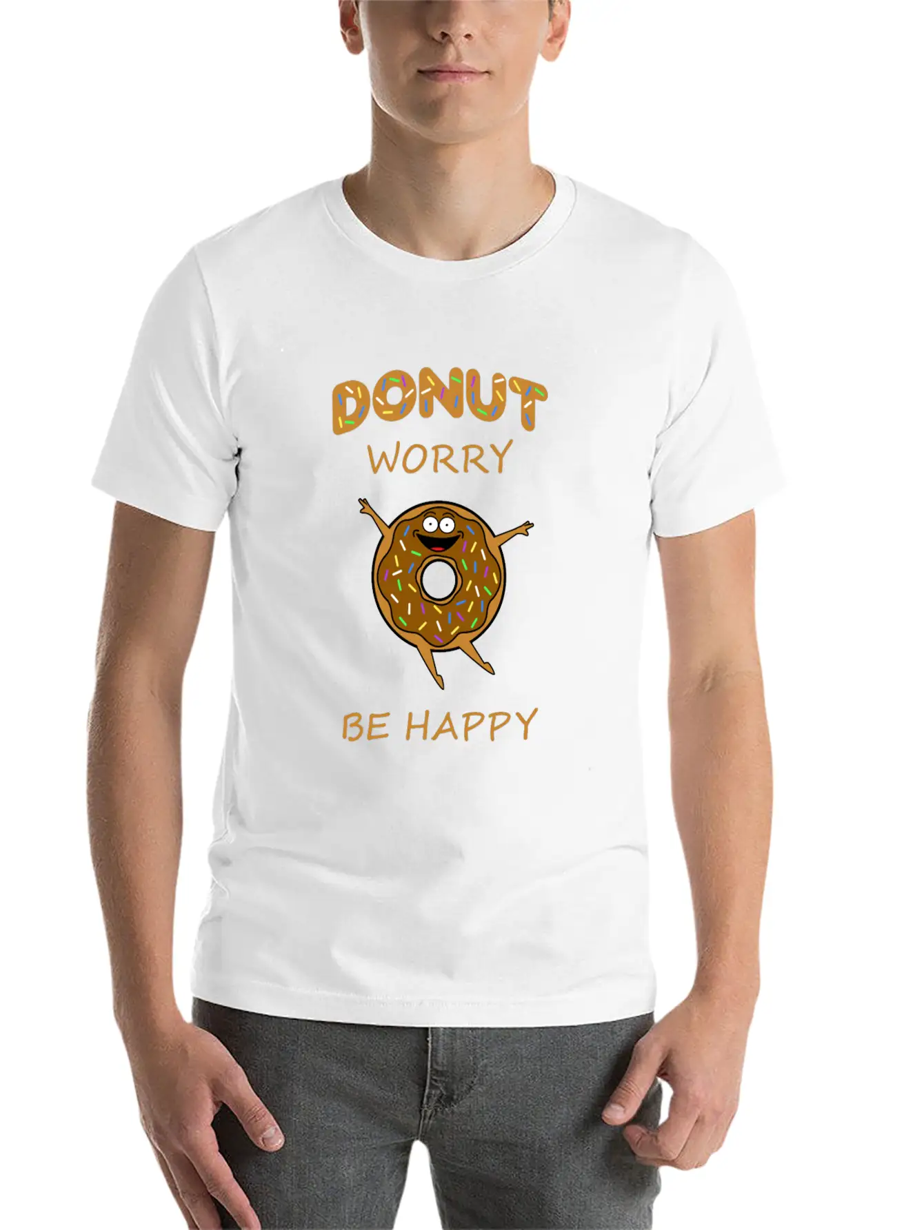 Donut Worry Be Happy - Happy Donut Design Comfortable Minimalist Graphic Tee – Summer Style Essential