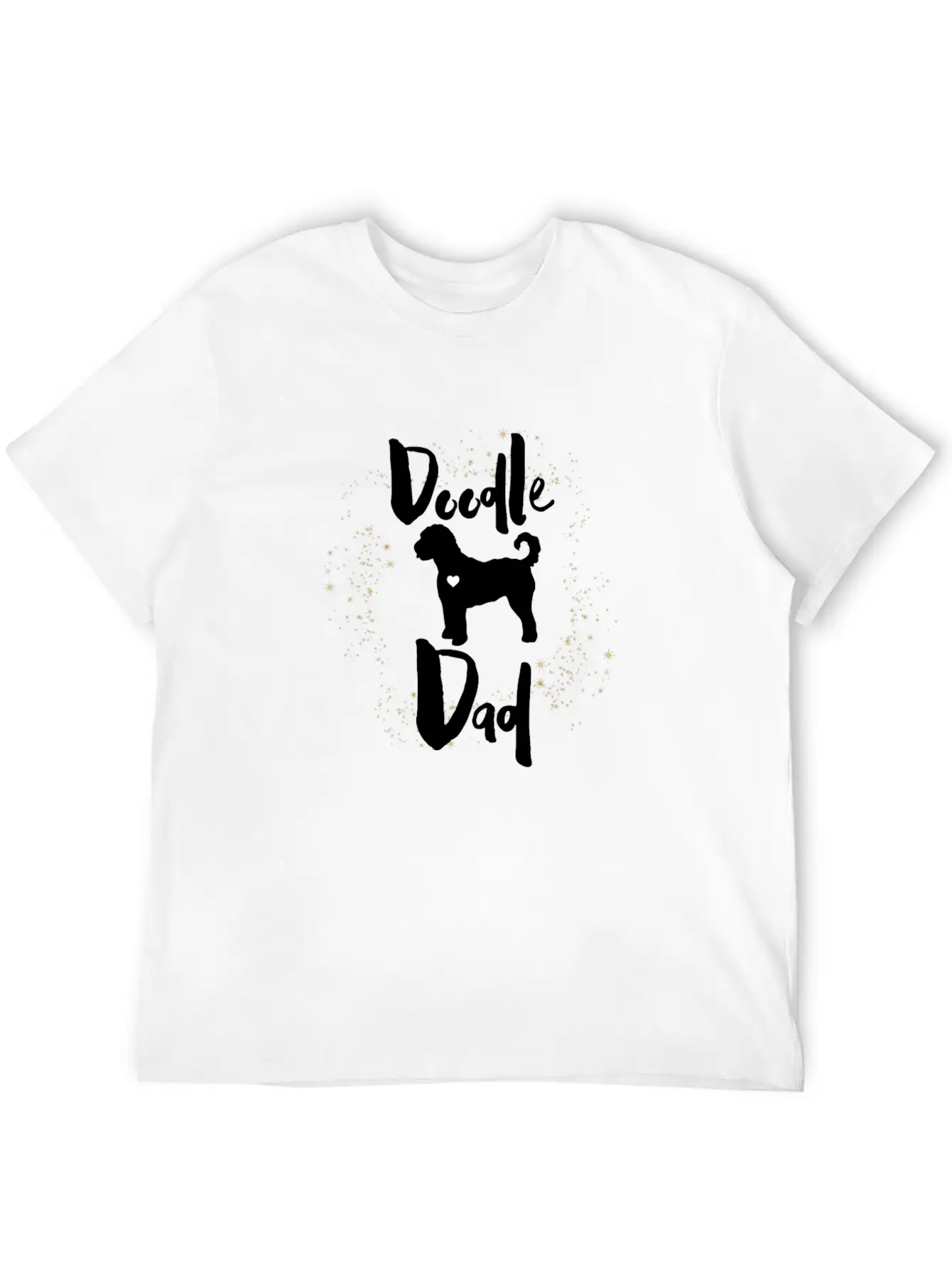 Doodle Dog Dad With Golden Stars Stylish Everyday T-Shirt – Unisex Basic Cotton Tee