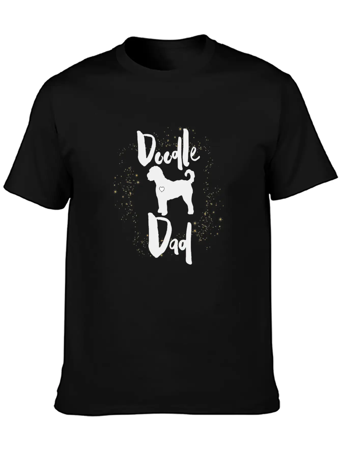 Doodle Dog Dad With Golden Stars Stylish Everyday T-Shirt – Unisex Basic Cotton Tee