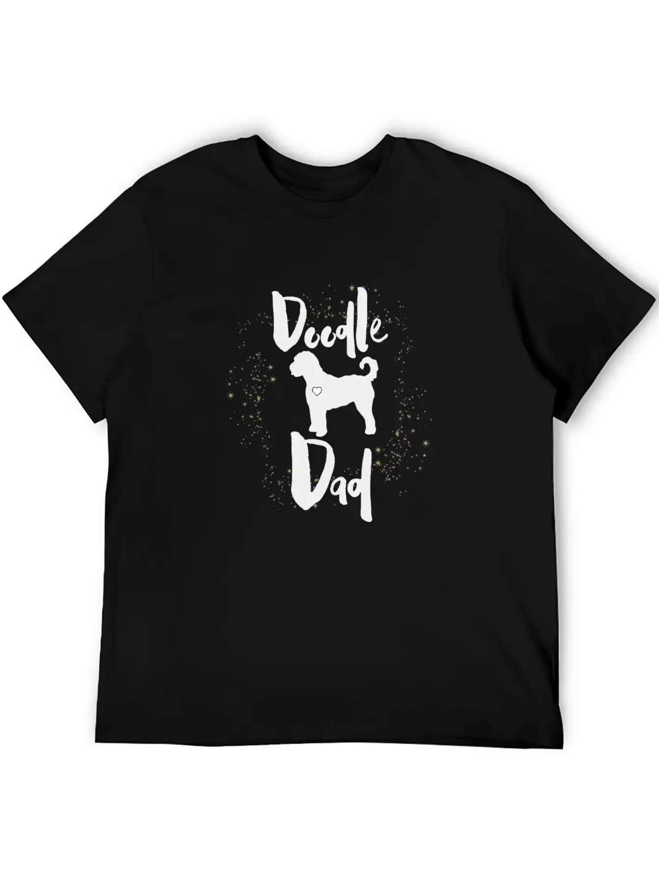 Doodle Dog Dad With Golden Stars Stylish Everyday T-Shirt – Unisex Basic Cotton Tee