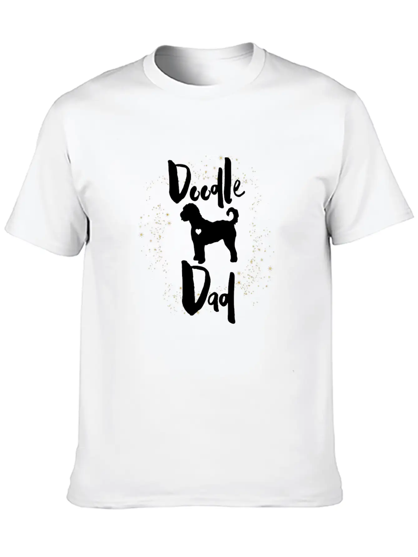 Doodle Dog Dad With Golden Stars Stylish Everyday T-Shirt – Unisex Basic Cotton Tee