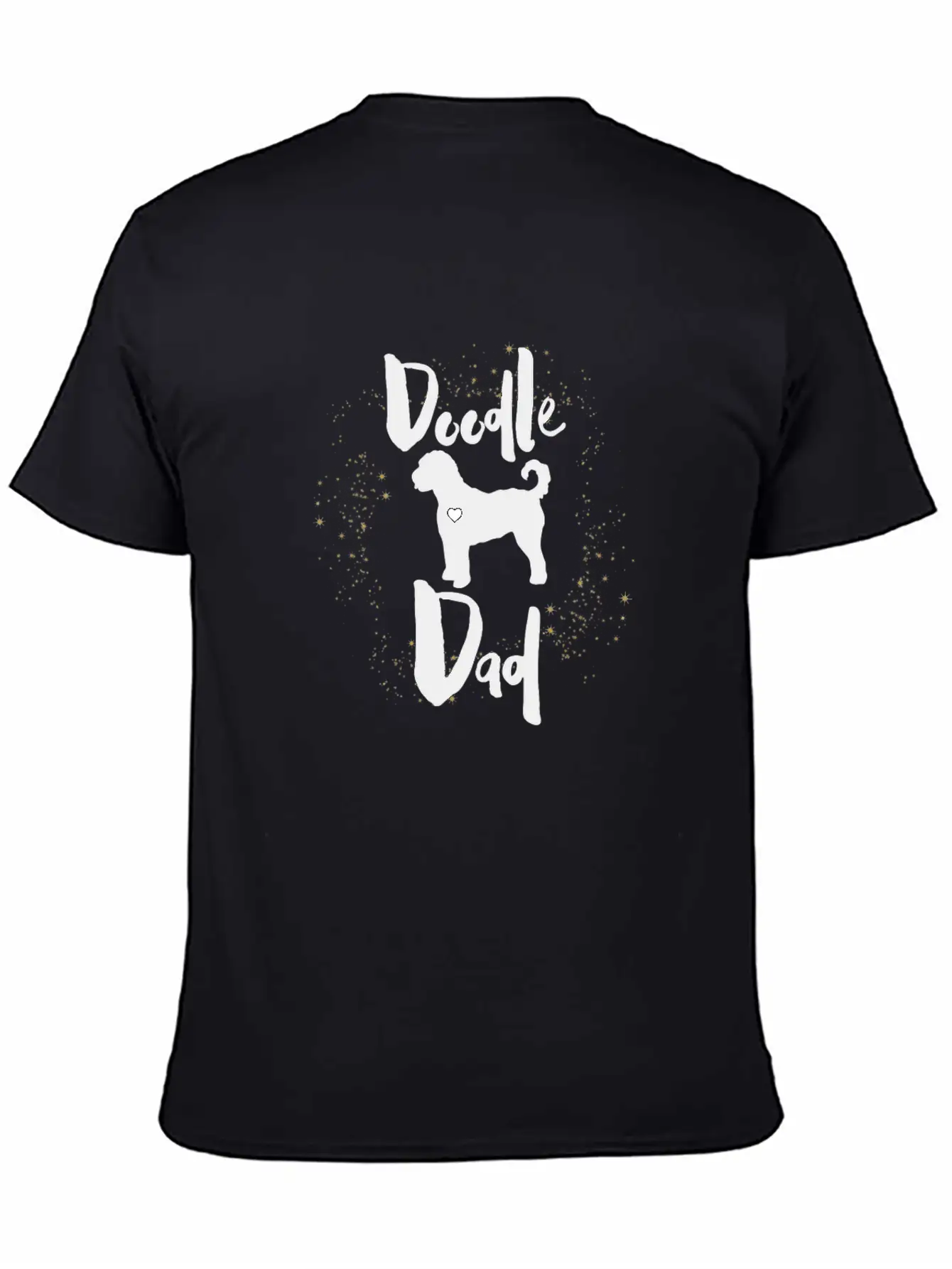 Doodle Dog Dad With Golden Stars Stylish Everyday T-Shirt – Unisex Basic Cotton Tee