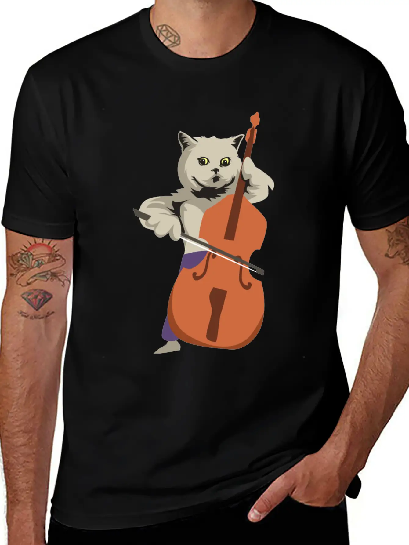 Double Bass Cat Essential Unisex Summer Tee – Soft Cotton Casual Fit