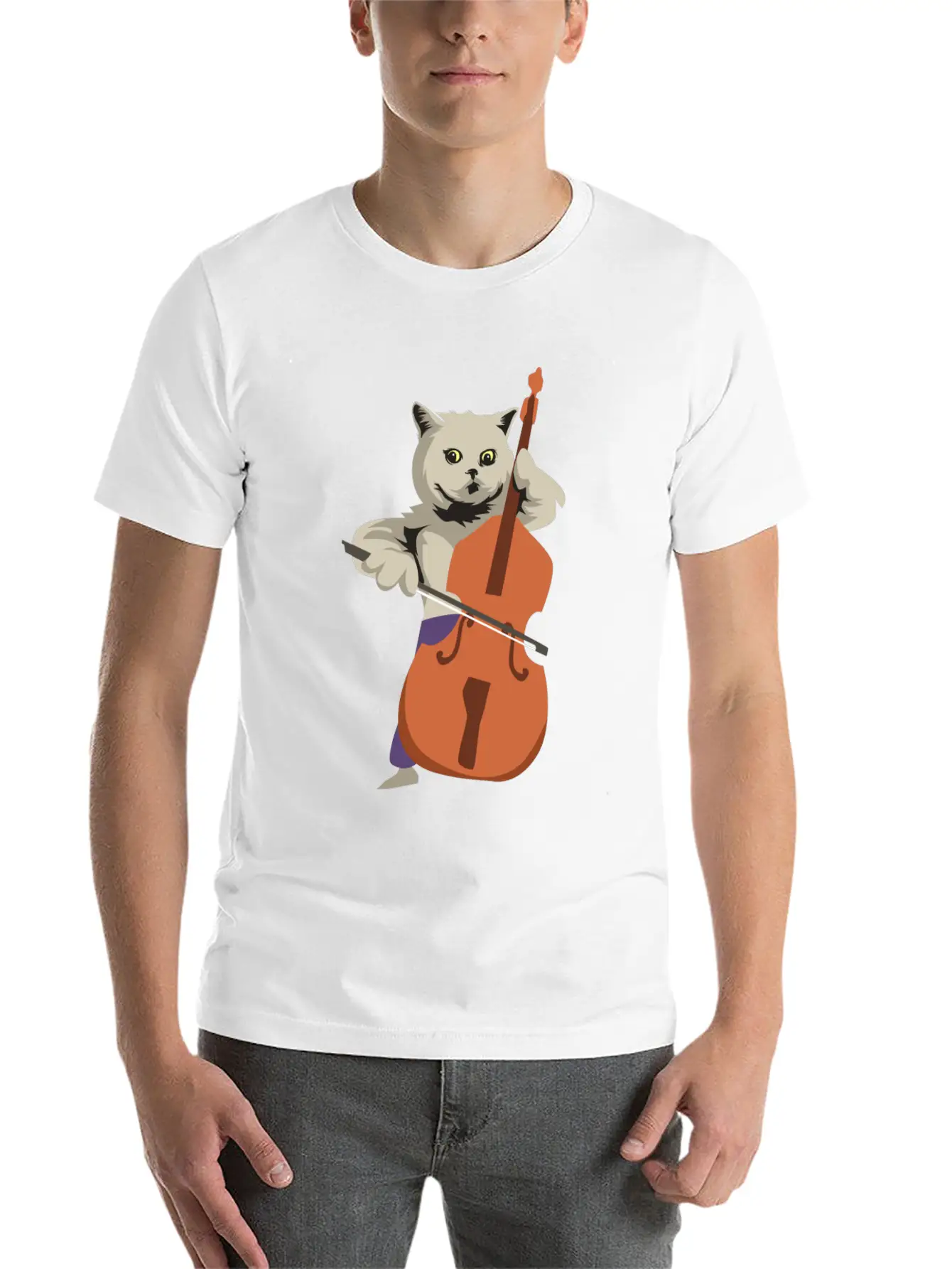 Double Bass Cat Essential Unisex Summer Tee – Soft Cotton Casual Fit
