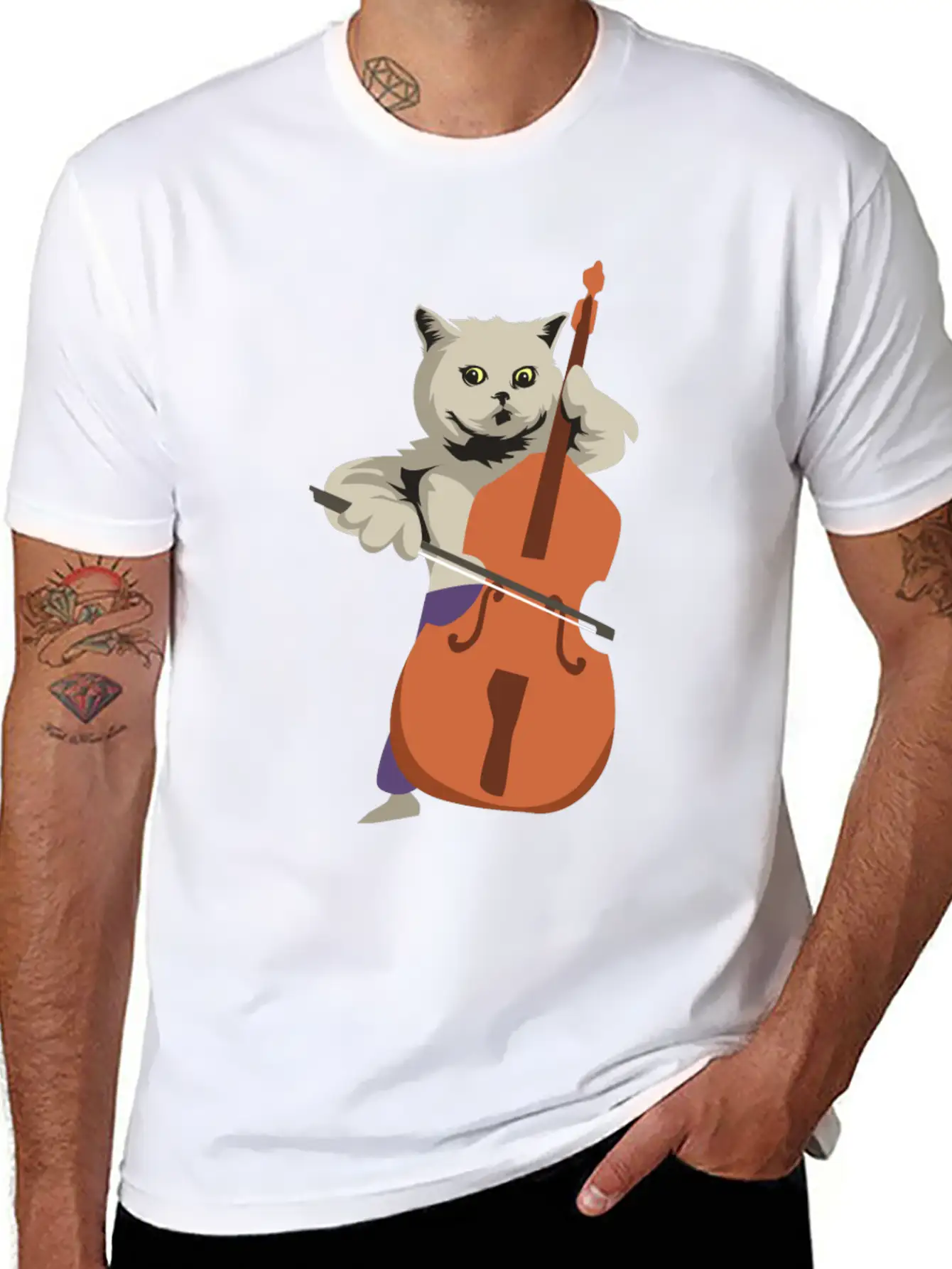 Double Bass Cat Essential Unisex Summer Tee – Soft Cotton Casual Fit