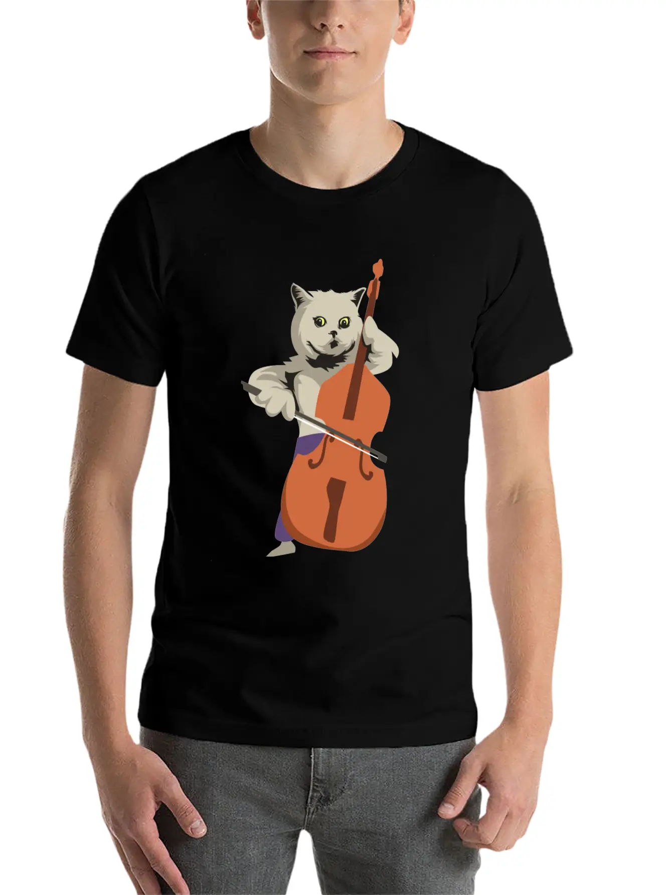 Double Bass Cat Essential Unisex Summer Tee – Soft Cotton Casual Fit