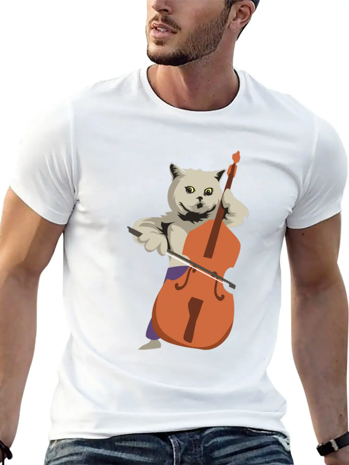 Double Bass Cat Essential Unisex Summer Tee – Soft Cotton Casual Fit