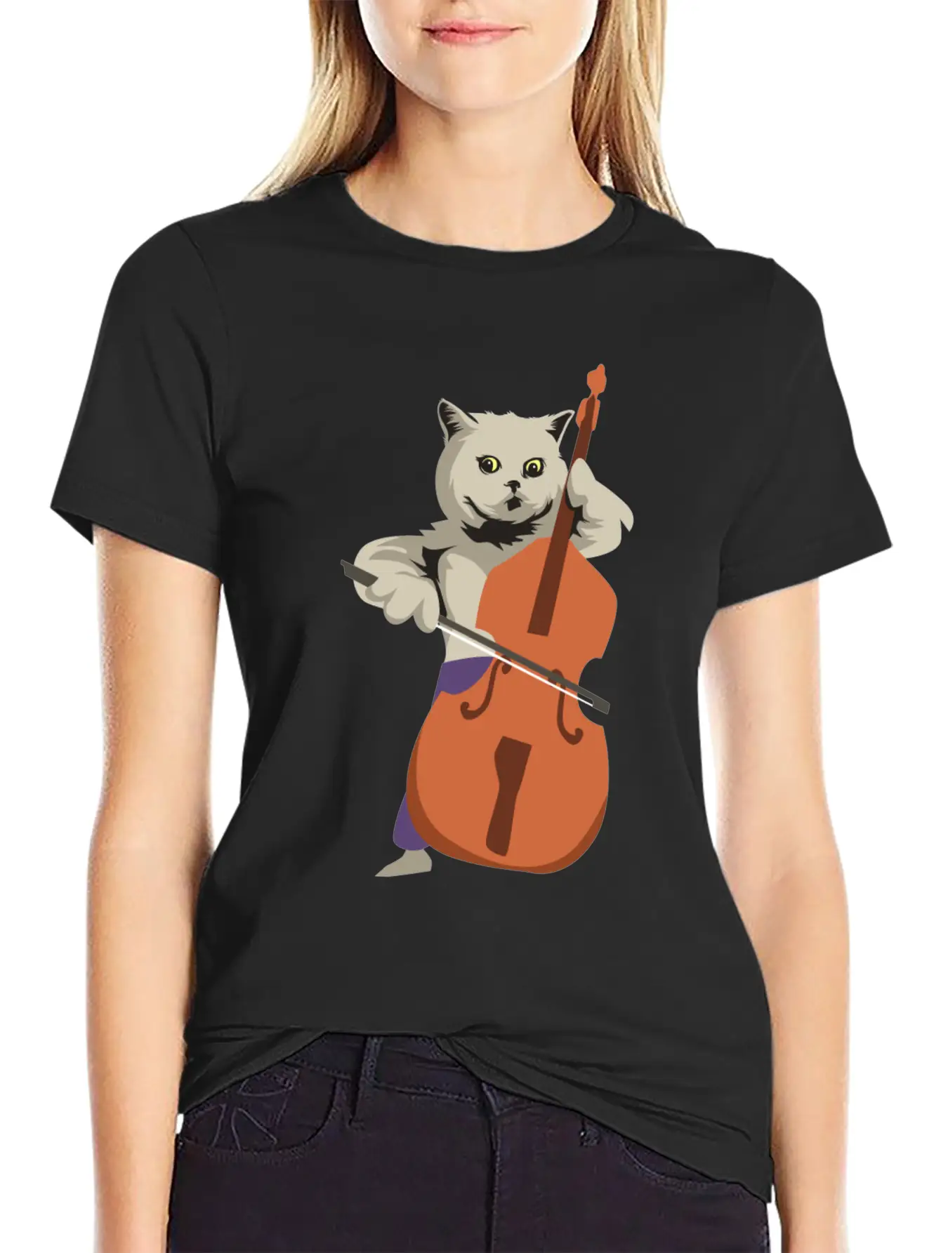Double Bass Cat Essential Unisex Summer Tee – Soft Cotton Casual Fit