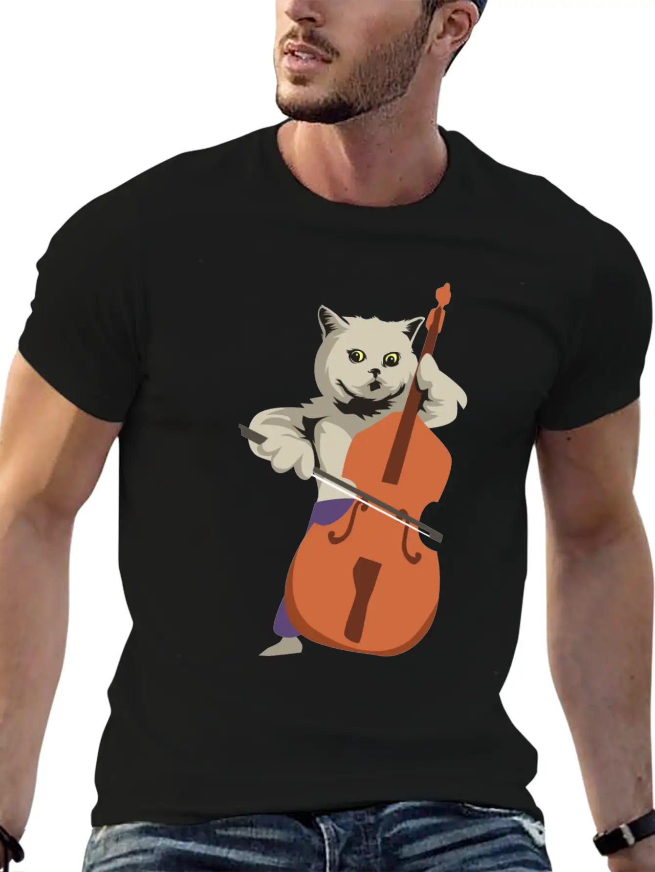 Double Bass Cat Essential Unisex Summer Tee – Soft Cotton Casual Fit