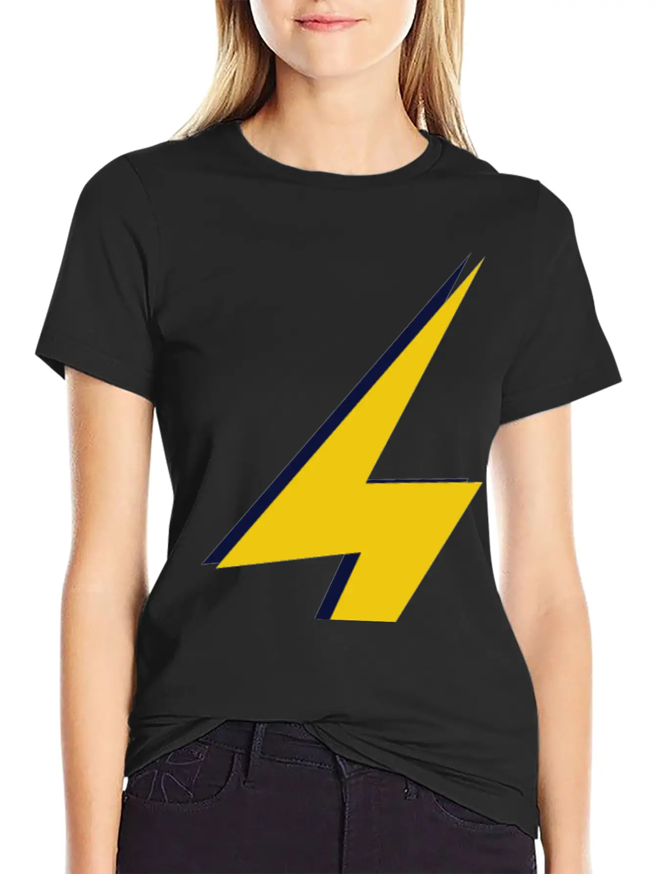 Double Lightning Bolt Blue And Yellow Basic Graphic T-Shirt – Daily Comfort In Soft Cotton
