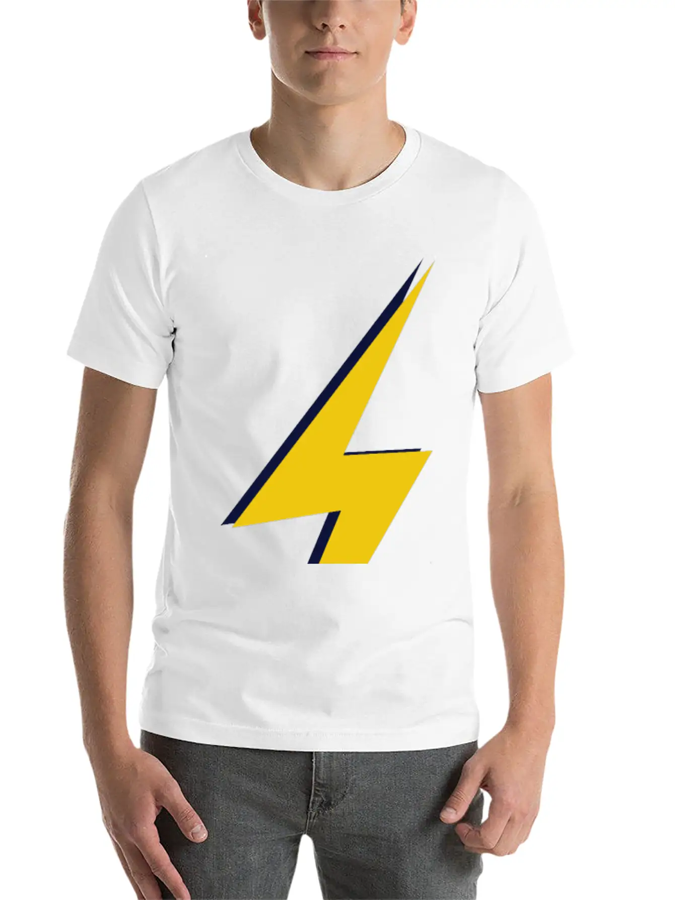 Double Lightning Bolt Blue And Yellow Basic Graphic T-Shirt – Daily Comfort In Soft Cotton
