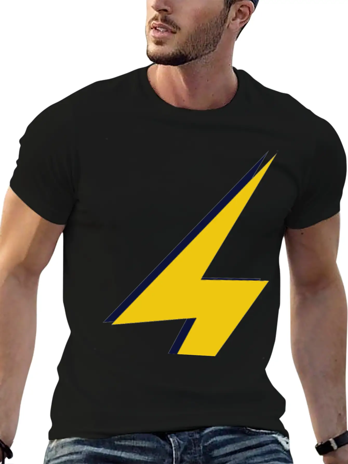 Double Lightning Bolt Blue And Yellow Basic Graphic T-Shirt – Daily Comfort In Soft Cotton