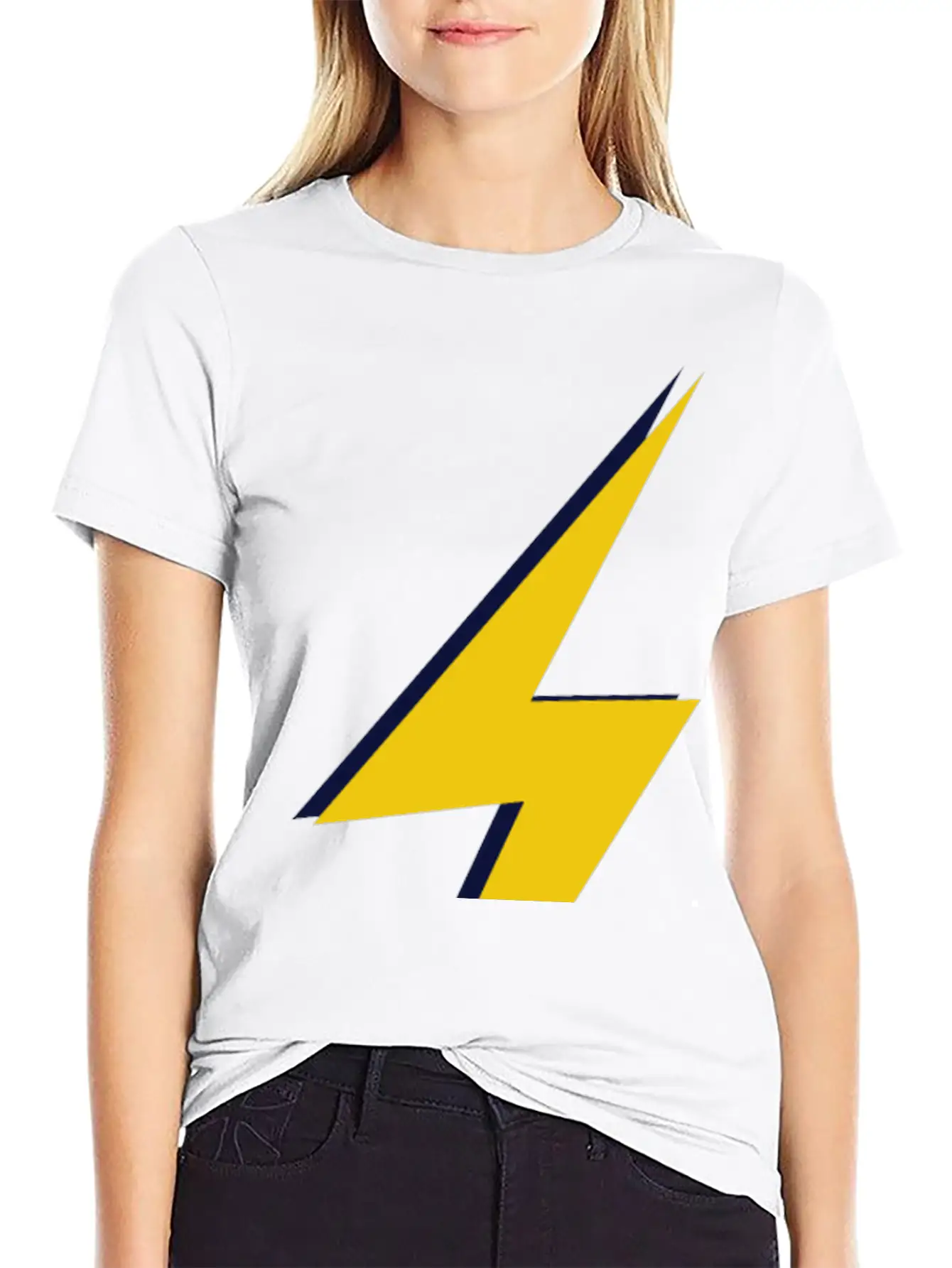 Double Lightning Bolt Blue And Yellow Basic Graphic T-Shirt – Daily Comfort In Soft Cotton