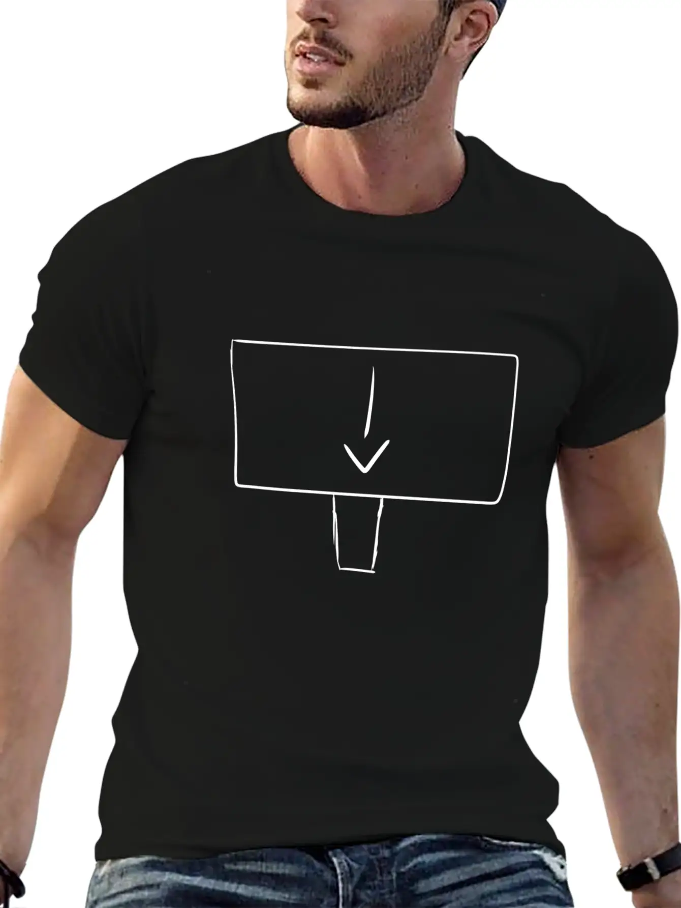 Down Arrow Sign Direction Pointing Unisex Short Sleeve Soft Cotton T-Shirt – Casual Everyday Wear