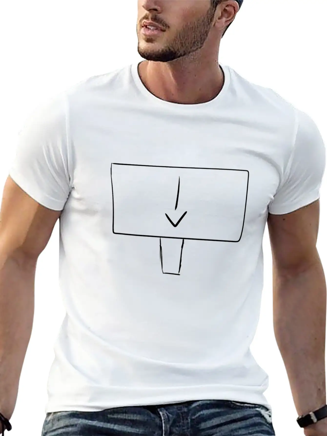 Down Arrow Sign Direction Pointing Unisex Short Sleeve Soft Cotton T-Shirt – Casual Everyday Wear