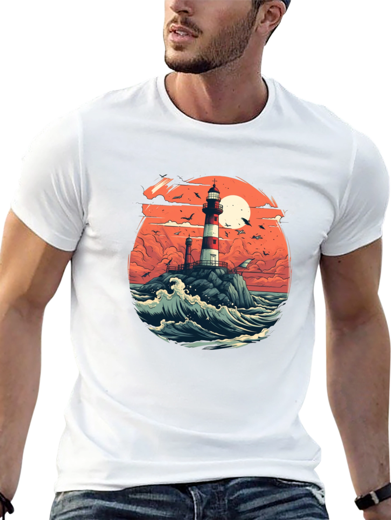Lighthouse Graphic Tee - Coastal Style