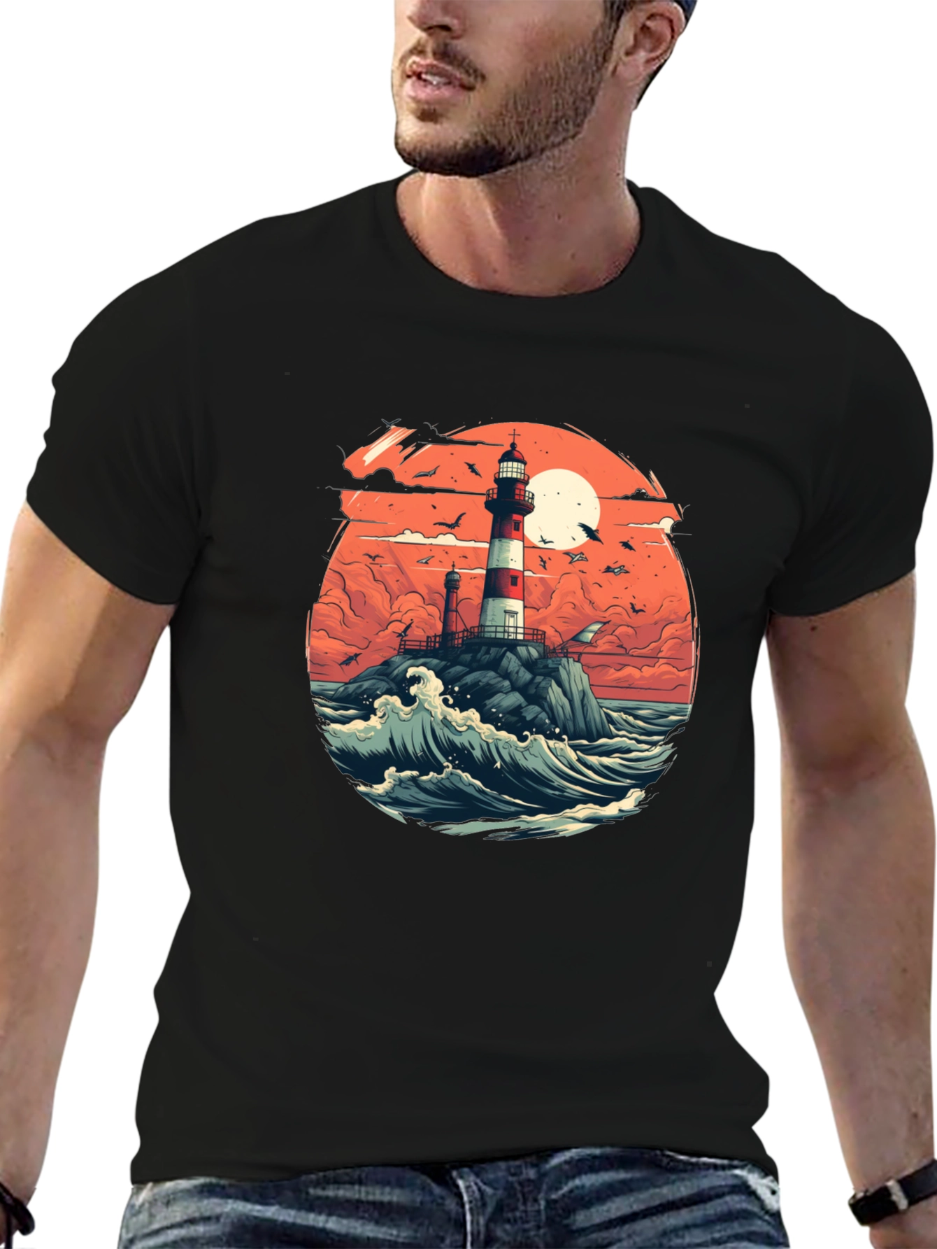 Lighthouse Graphic Tee - Coastal Style