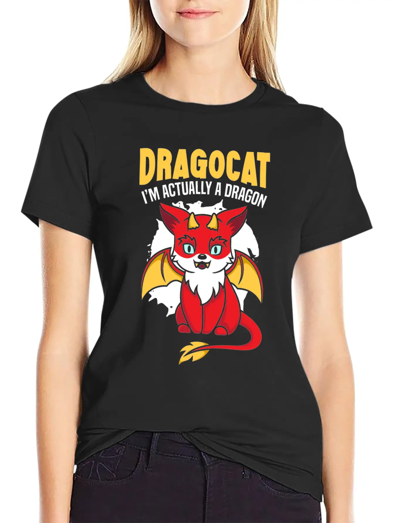 Dragocat I'm Actually A Dragon Cat Dragon Lover Comfortable Minimalist Graphic Tee – Summer Style Essential
