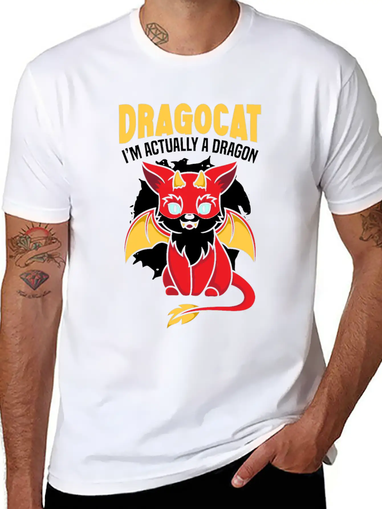 Dragocat I'm Actually A Dragon Cat Dragon Lover Comfortable Minimalist Graphic Tee – Summer Style Essential