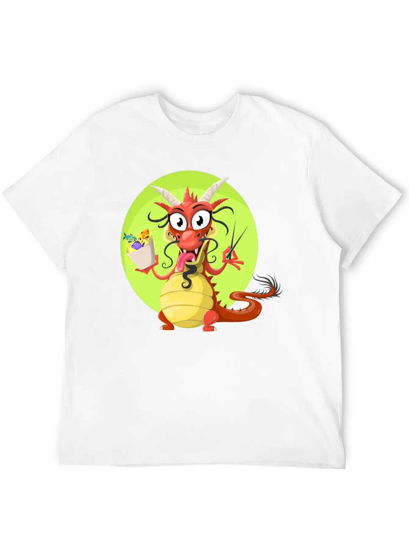 Dragon Drache Monster Noodles Nudeln1 Unisex Short Sleeve Soft Cotton T-Shirt – Casual Everyday Wear
