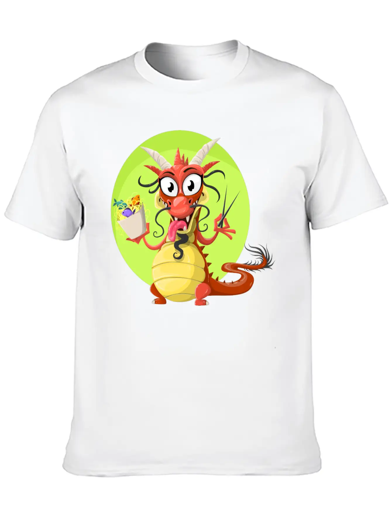 Dragon Drache Monster Noodles Nudeln1 Unisex Short Sleeve Soft Cotton T-Shirt – Casual Everyday Wear