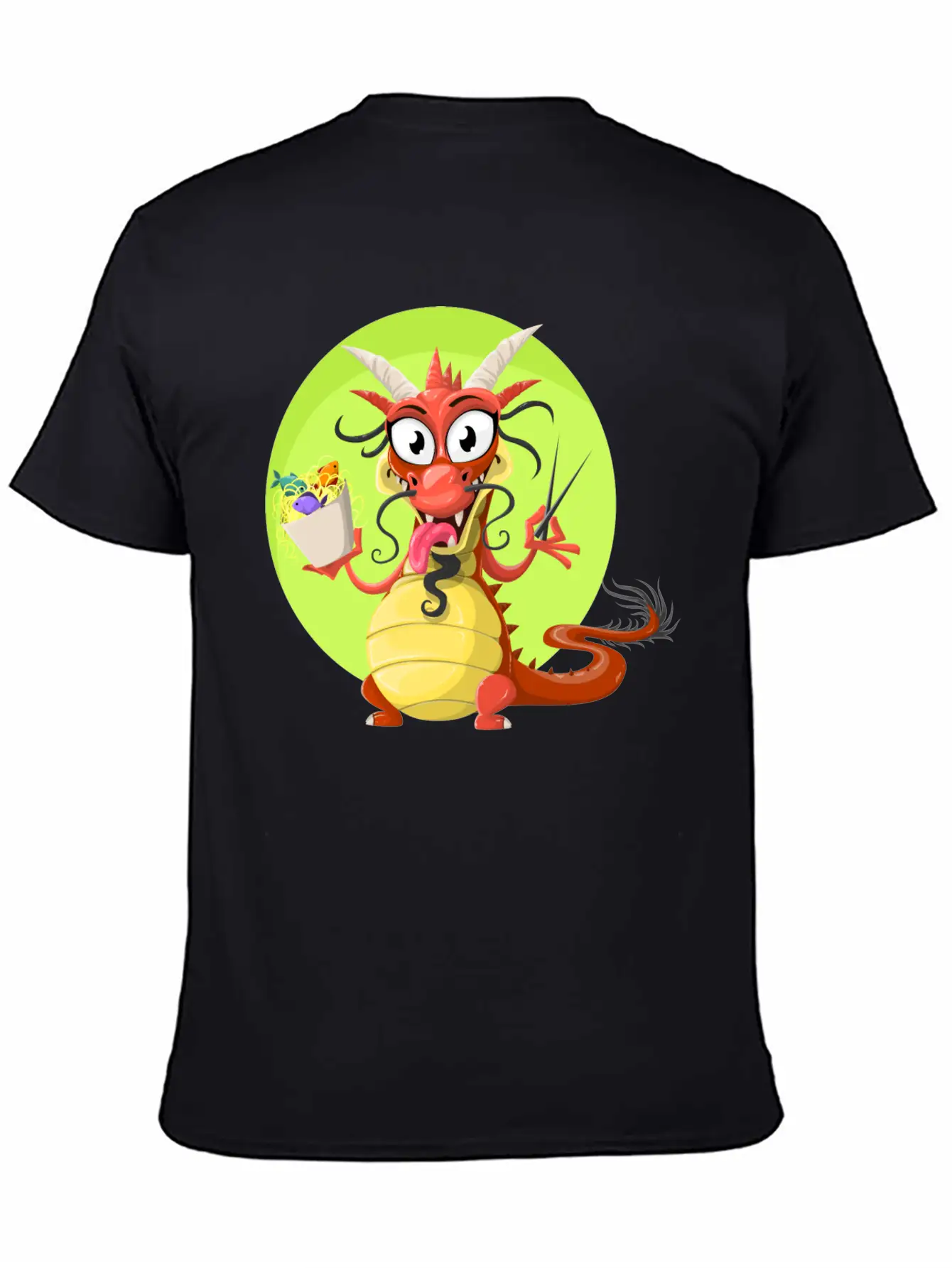 Dragon Drache Monster Noodles Nudeln1 Unisex Short Sleeve Soft Cotton T-Shirt – Casual Everyday Wear