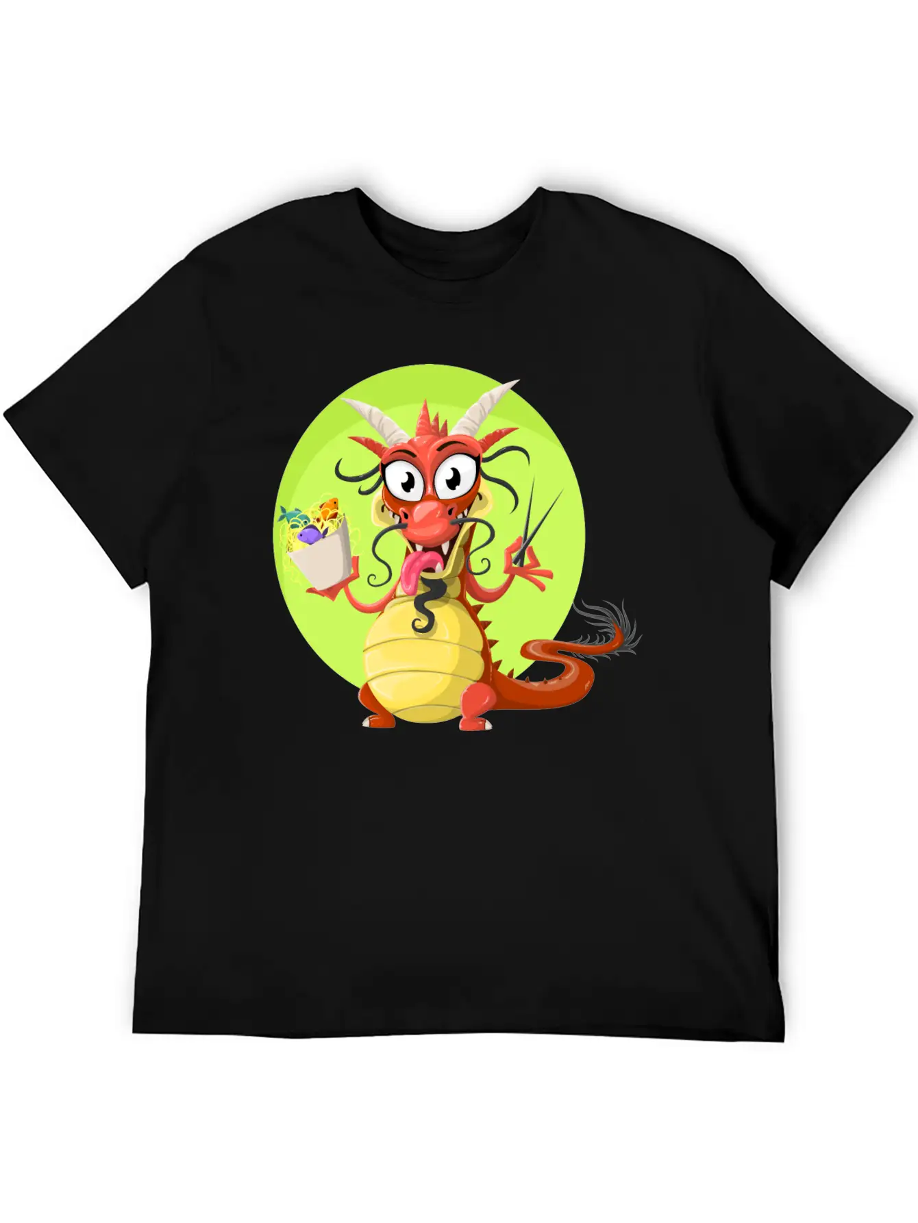 Dragon Drache Monster Noodles Nudeln1 Unisex Short Sleeve Soft Cotton T-Shirt – Casual Everyday Wear
