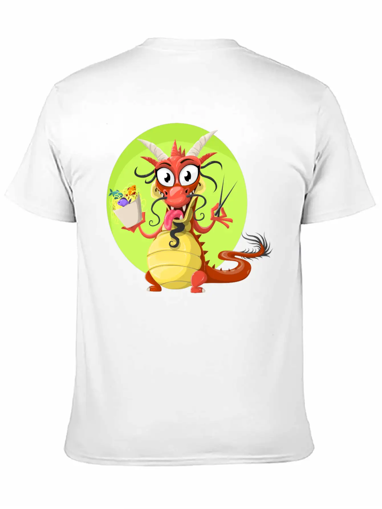 Dragon Drache Monster Noodles Nudeln1 Unisex Short Sleeve Soft Cotton T-Shirt – Casual Everyday Wear