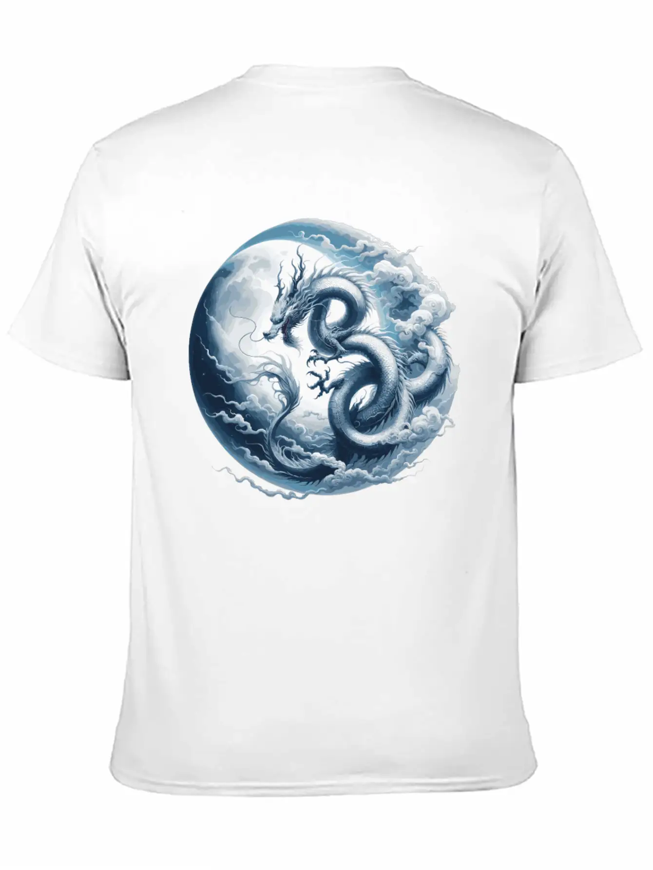 Dragon Moon Chinese Dragon Zodiac Symbol Unisex Short Sleeve Soft Cotton T-Shirt – Casual Everyday Wear