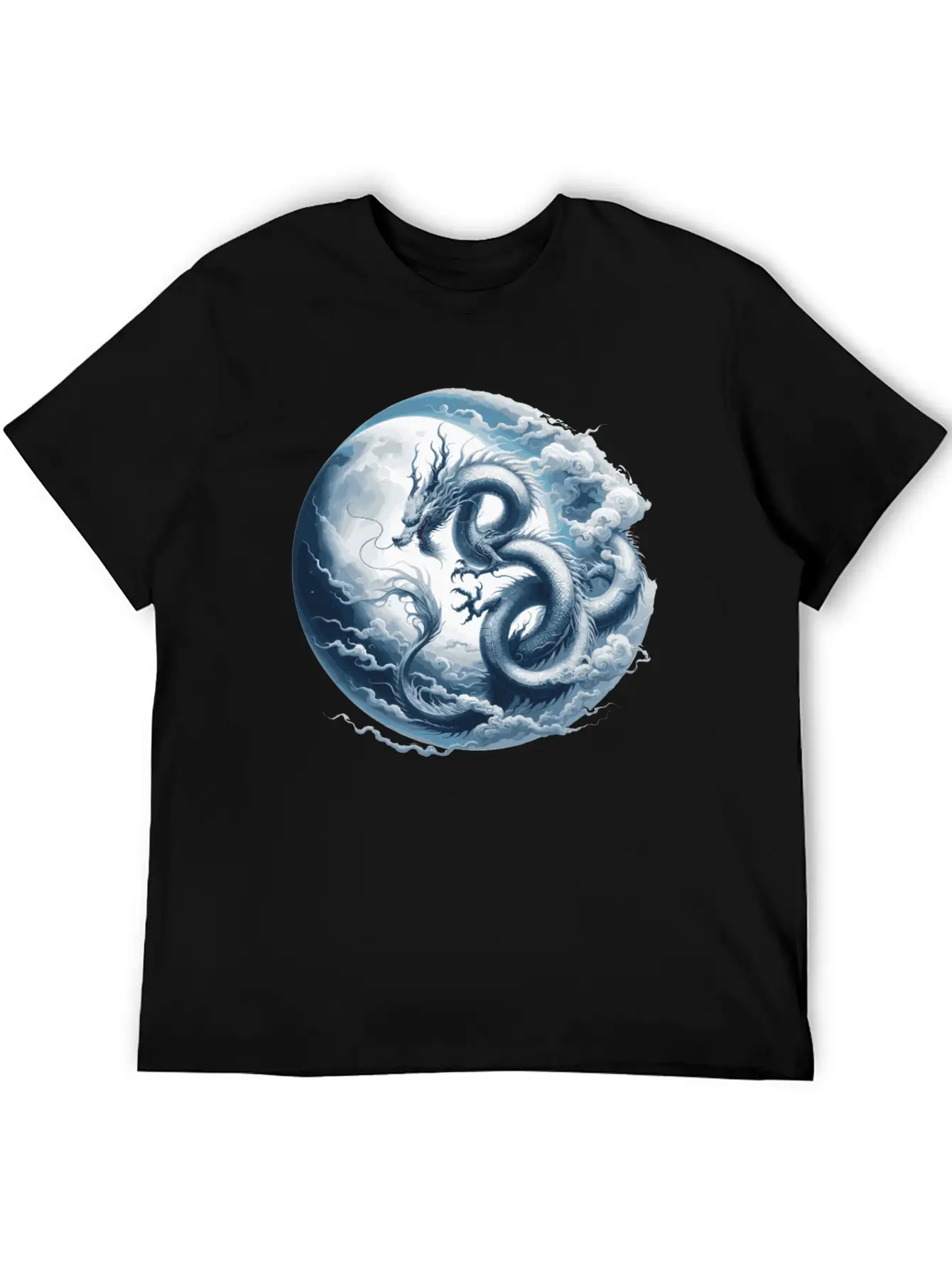 Dragon Moon Chinese Dragon Zodiac Symbol Unisex Short Sleeve Soft Cotton T-Shirt – Casual Everyday Wear