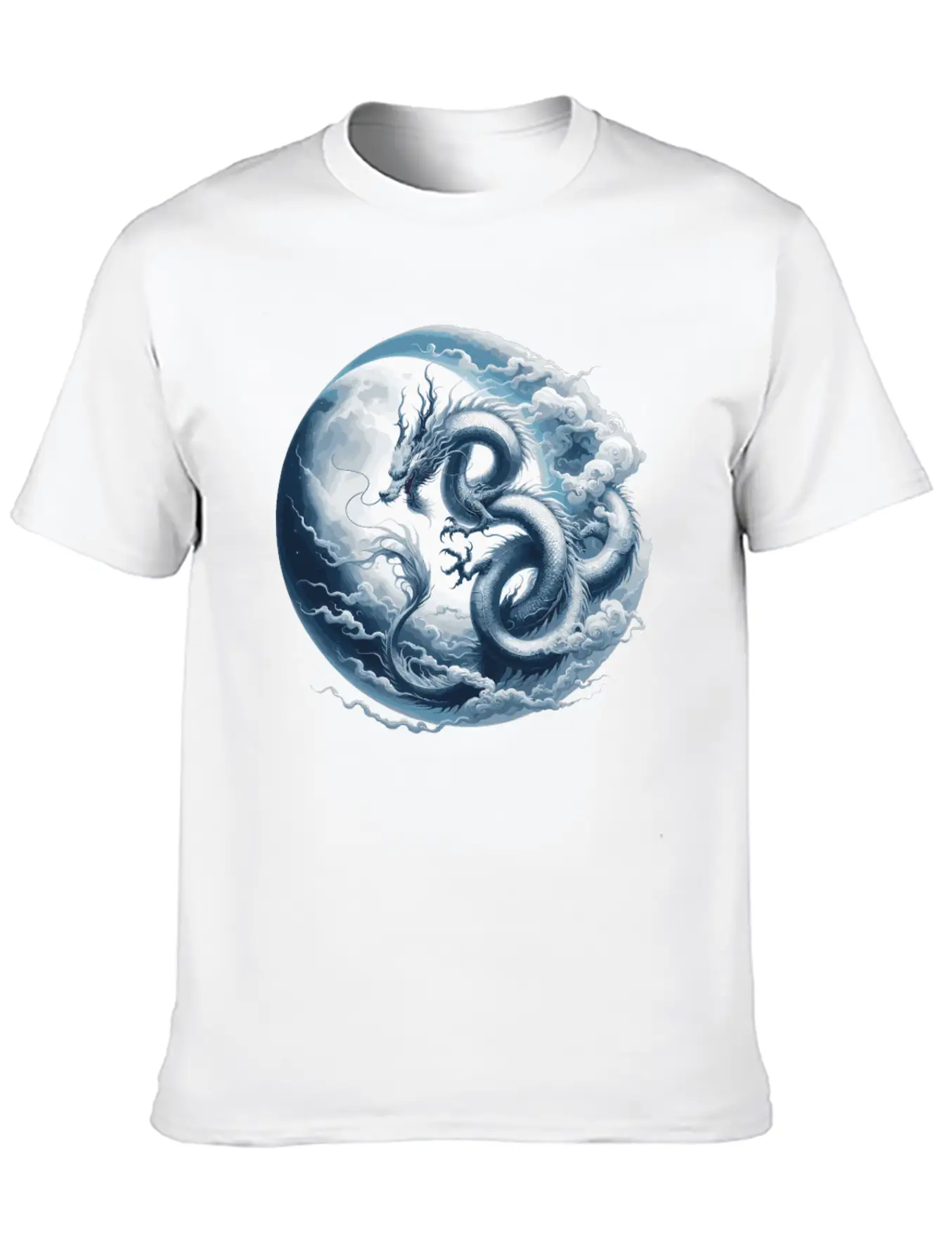 Dragon Moon Chinese Dragon Zodiac Symbol Unisex Short Sleeve Soft Cotton T-Shirt – Casual Everyday Wear