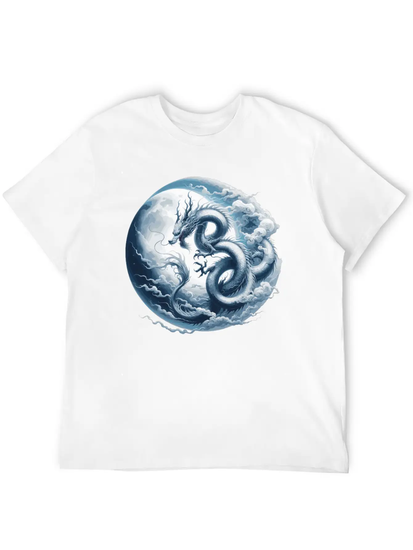 Dragon Moon Chinese Dragon Zodiac Symbol Unisex Short Sleeve Soft Cotton T-Shirt – Casual Everyday Wear