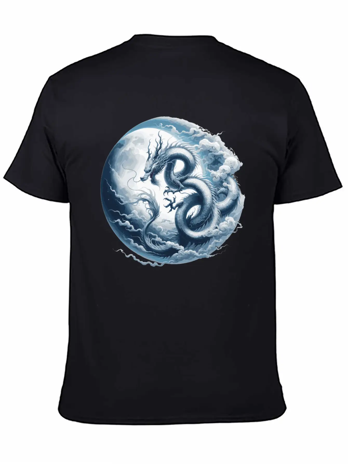 Dragon Moon Chinese Dragon Zodiac Symbol Unisex Short Sleeve Soft Cotton T-Shirt – Casual Everyday Wear