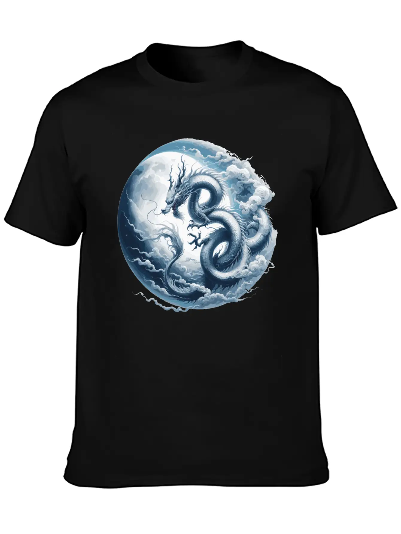Dragon Moon Chinese Dragon Zodiac Symbol Unisex Short Sleeve Soft Cotton T-Shirt – Casual Everyday Wear
