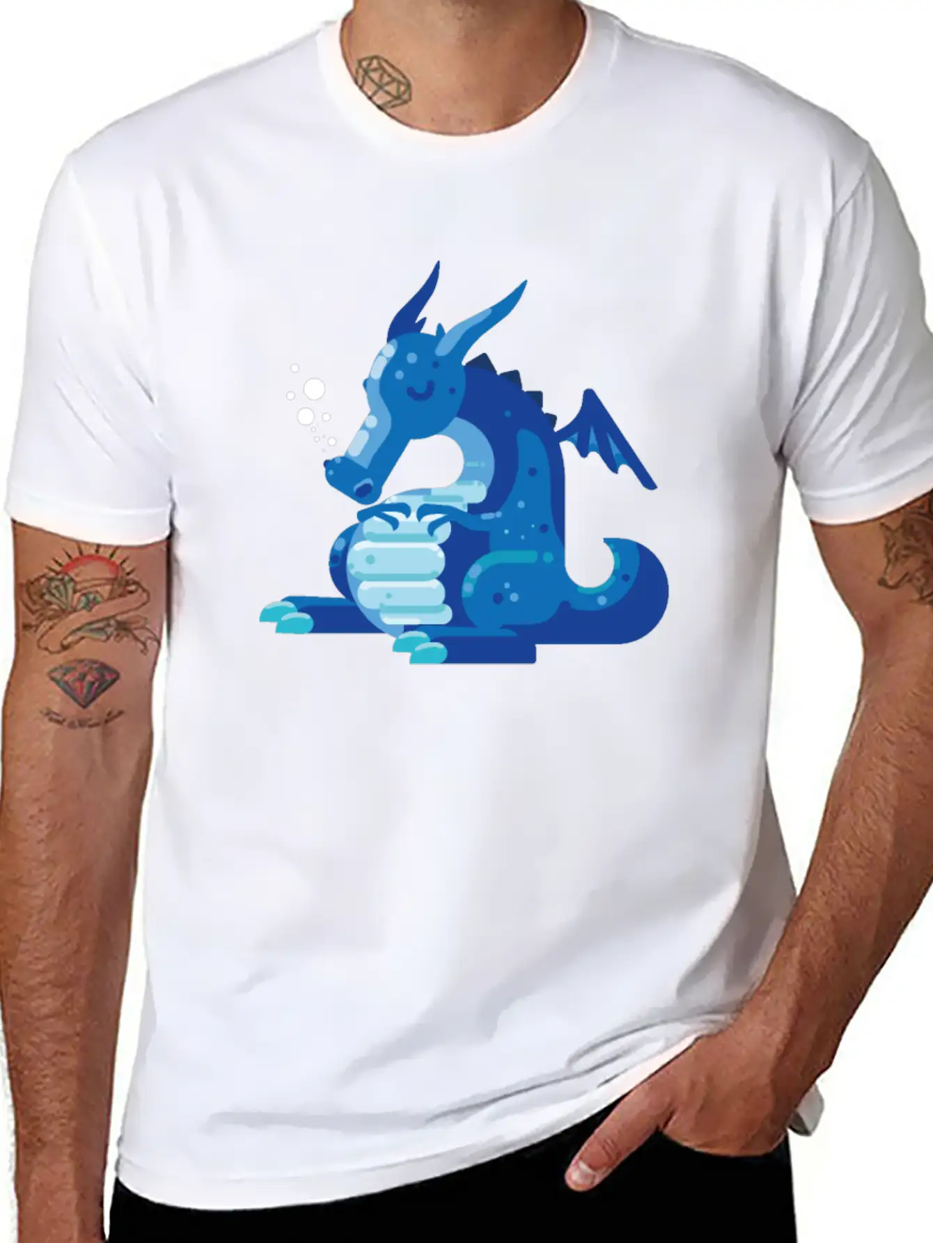 Dragon Wyvern Frost Ice Crystal Winter Fat Gift Unisex Short Sleeve Soft Cotton T-Shirt – Casual Everyday Wear