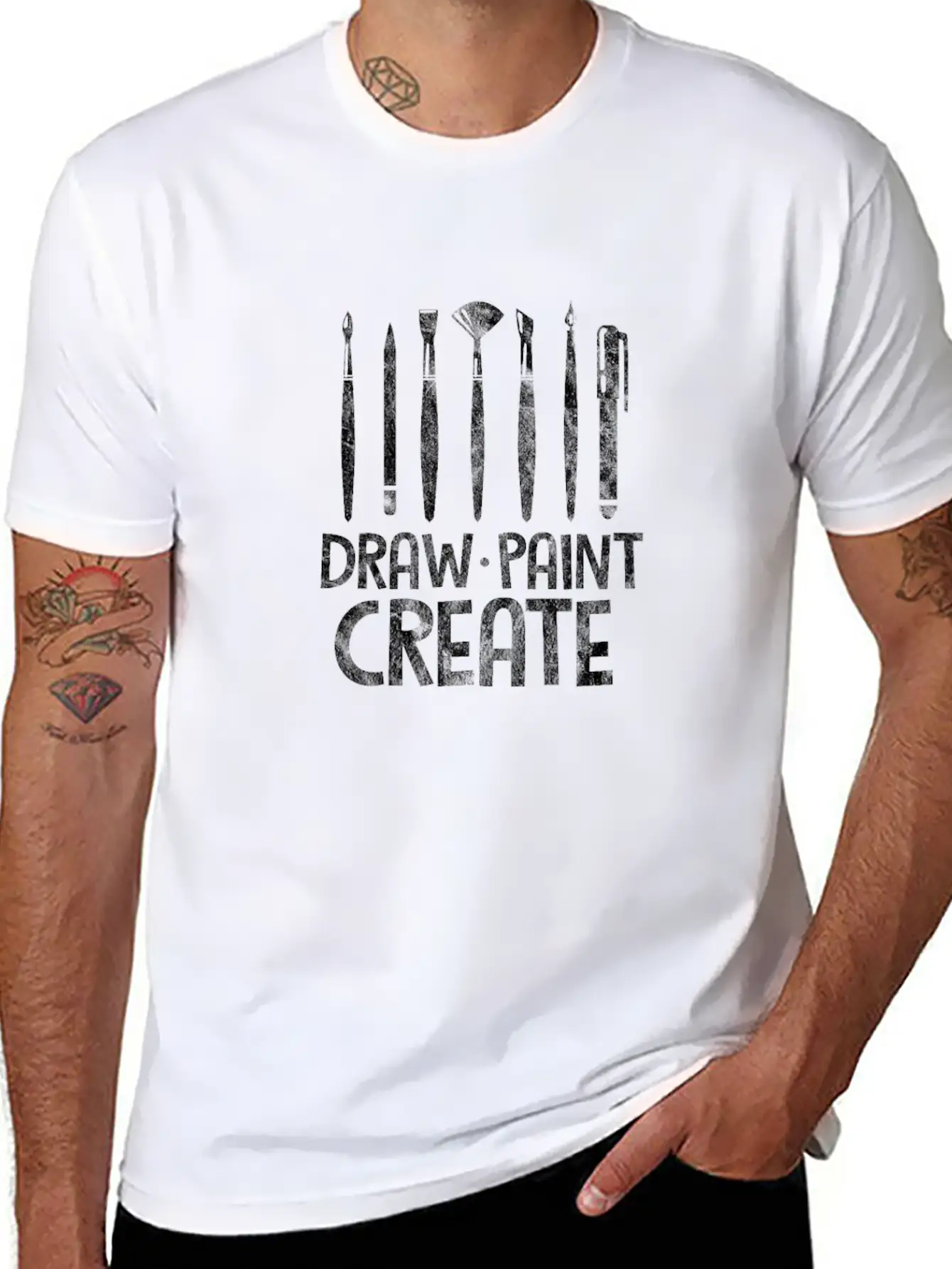 Draw Paint Create Art Teacher Comfortable Minimalist Graphic Tee – Summer Style Essential