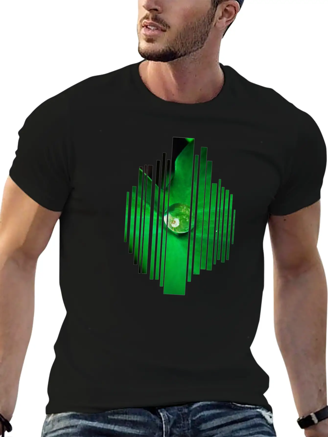 Drop Leaf Green Nature Dew Plain Eco Gift Idea Unisex Short Sleeve Soft Cotton T-Shirt – Casual Everyday Wear