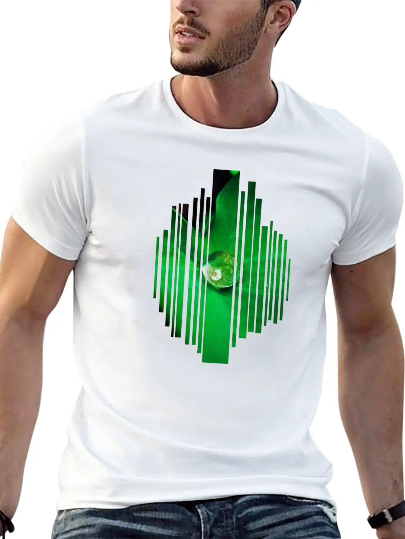 Drop Leaf Green Nature Dew Plain Eco Gift Idea Unisex Short Sleeve Soft Cotton T-Shirt – Casual Everyday Wear