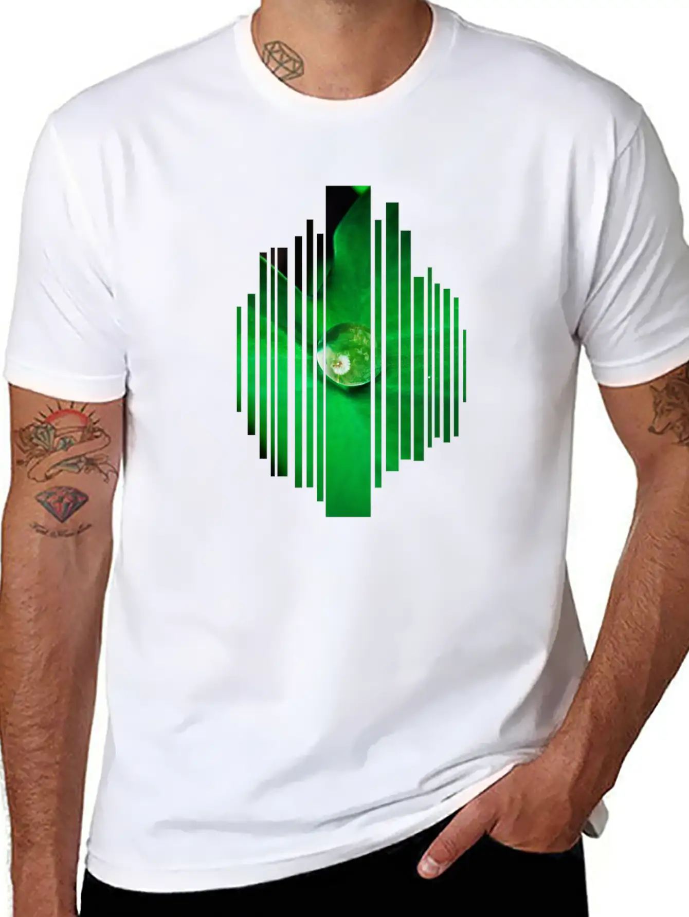 Drop Leaf Green Nature Dew Plain Eco Gift Idea Unisex Short Sleeve Soft Cotton T-Shirt – Casual Everyday Wear