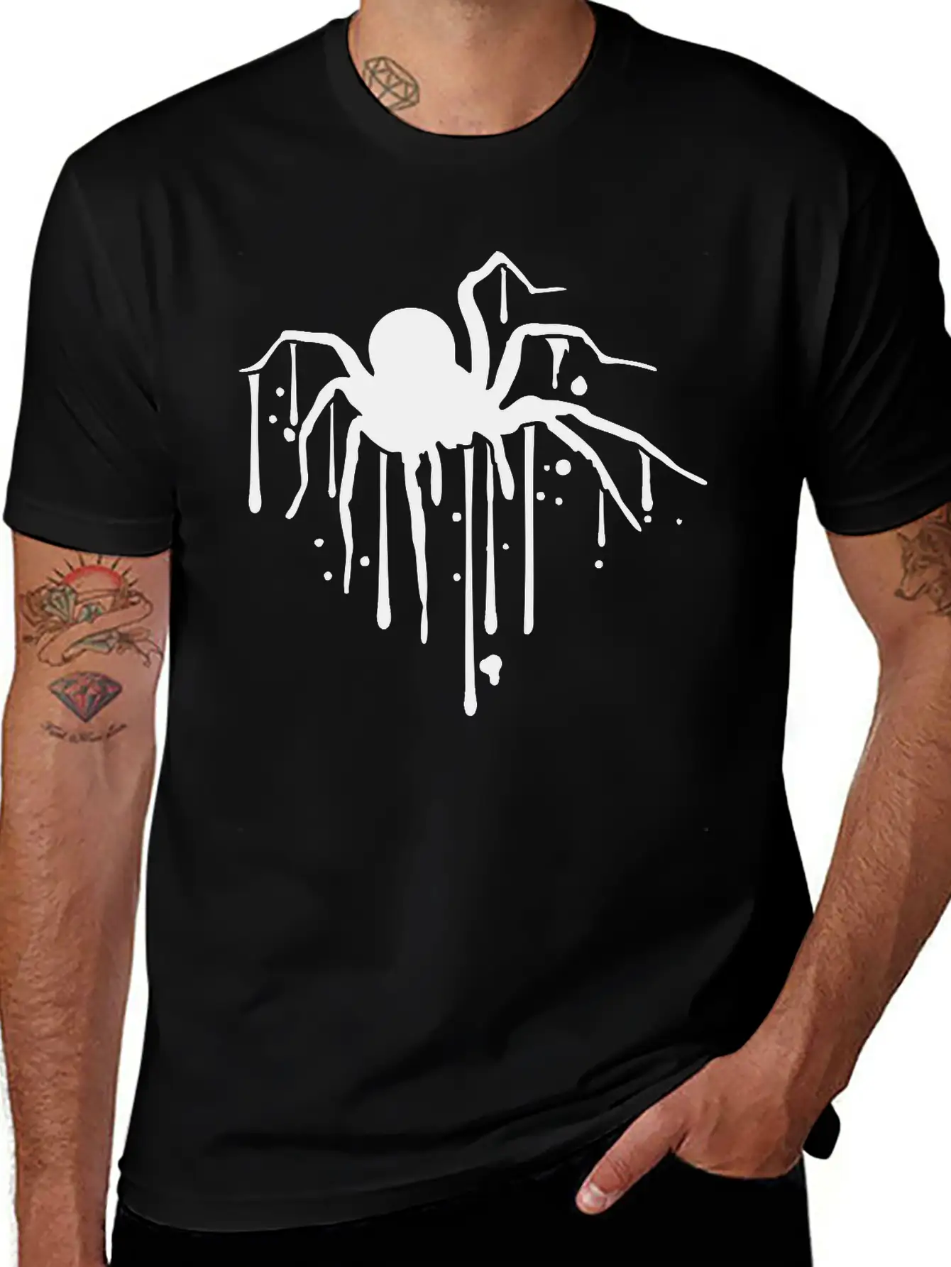 Drop Spider Blood Graffiti Design Clip Art Logo Di Stylish Everyday T-Shirt – Unisex Basic Cotton Tee