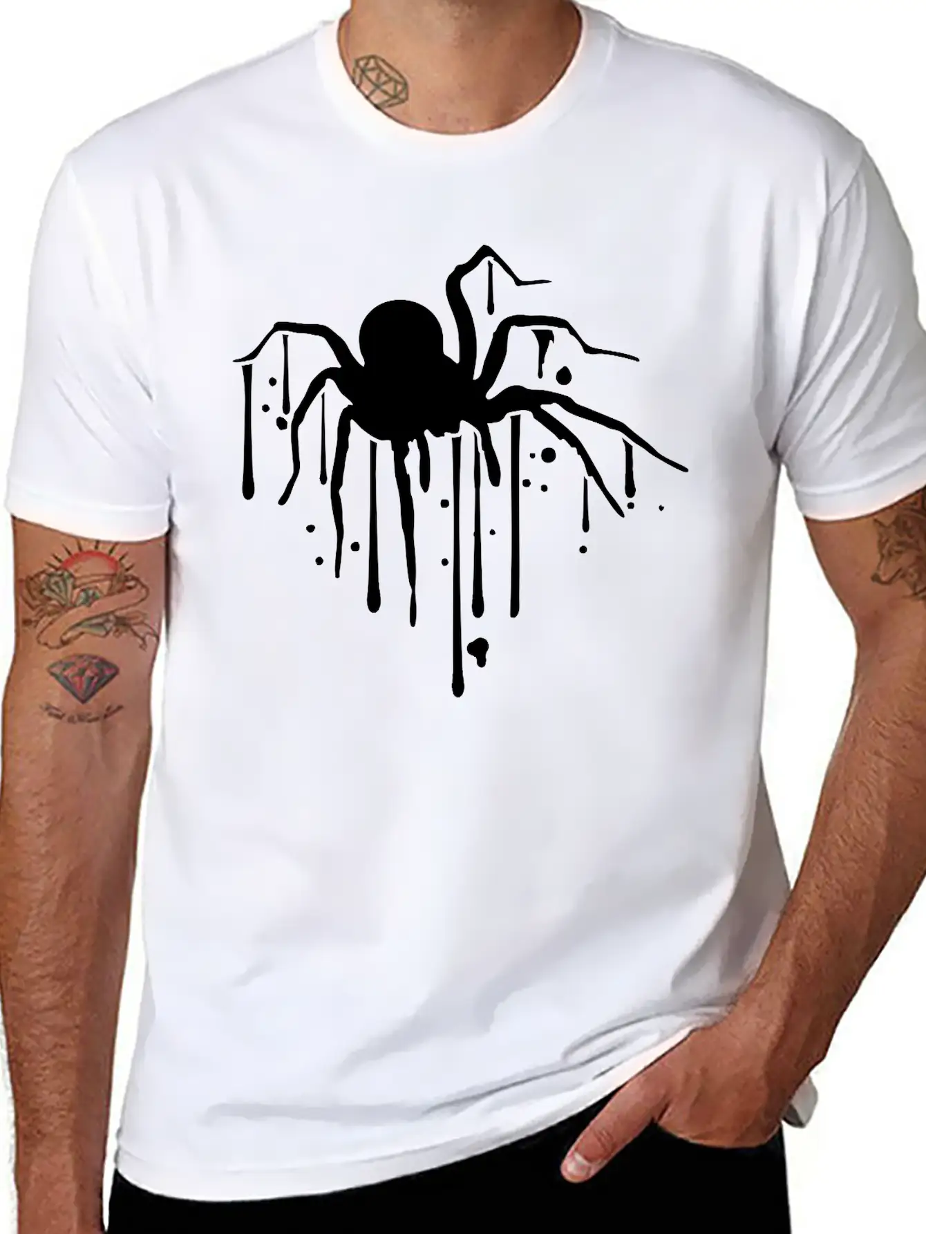 Drop Spider Blood Graffiti Design Clip Art Logo Di Stylish Everyday T-Shirt – Unisex Basic Cotton Tee