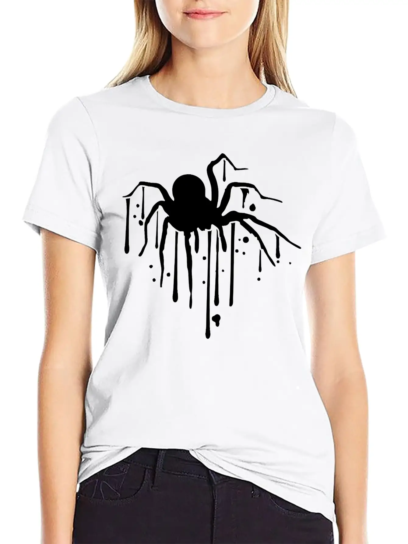 Drop Spider Blood Graffiti Design Clip Art Logo Di Stylish Everyday T-Shirt – Unisex Basic Cotton Tee