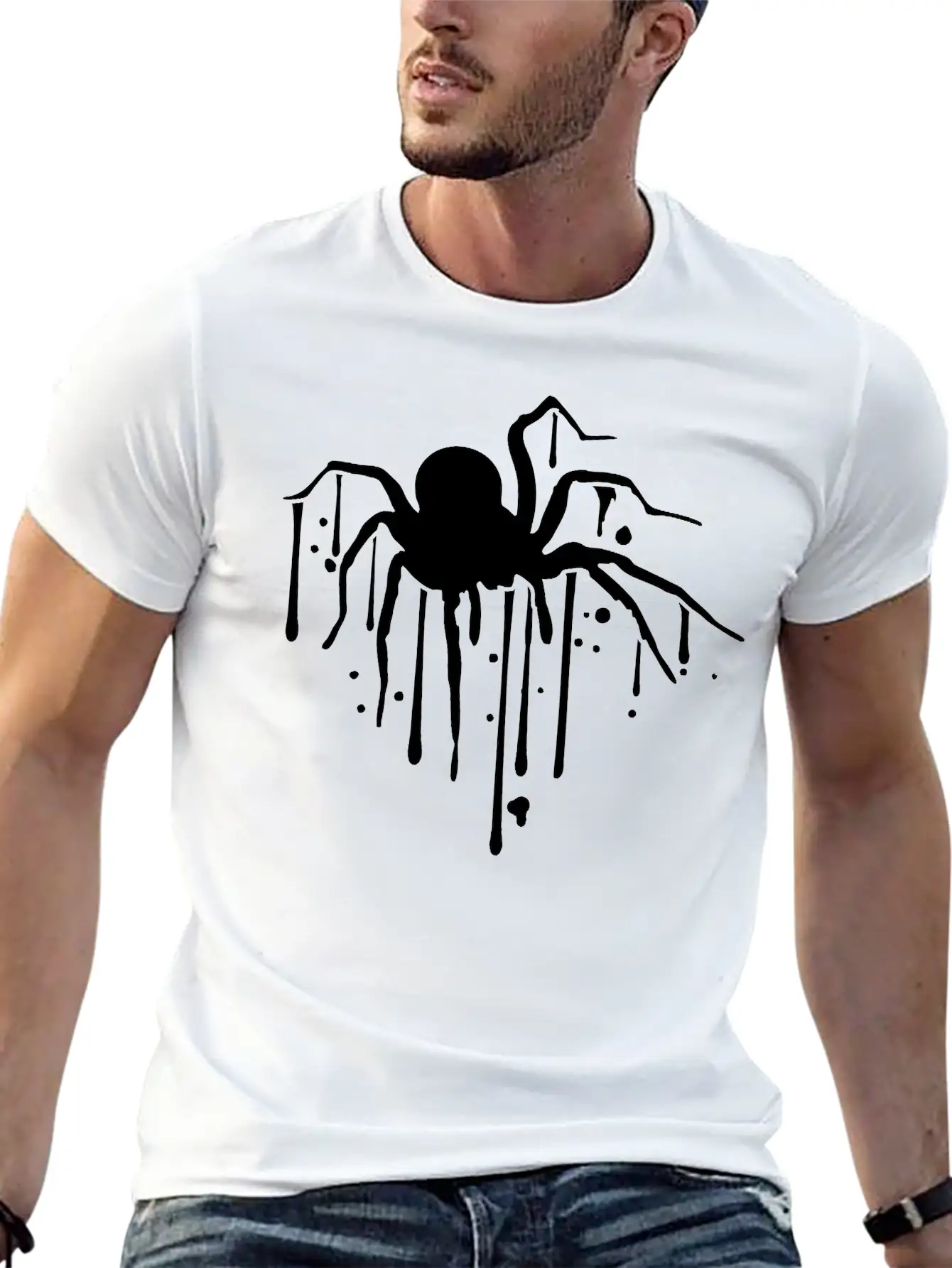 Drop Spider Blood Graffiti Design Clip Art Logo Di Stylish Everyday T-Shirt – Unisex Basic Cotton Tee
