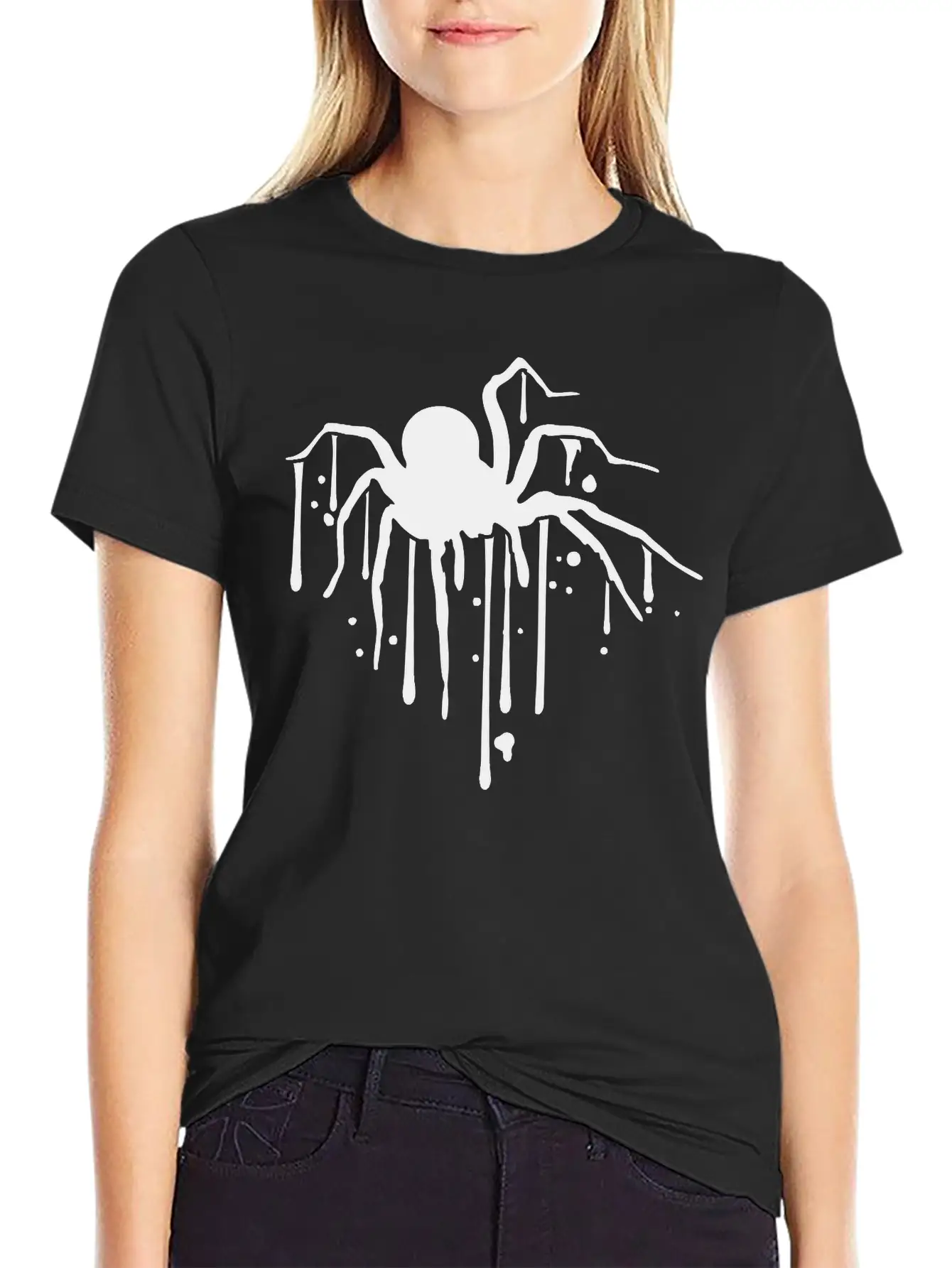 Drop Spider Blood Graffiti Design Clip Art Logo Di Stylish Everyday T-Shirt – Unisex Basic Cotton Tee