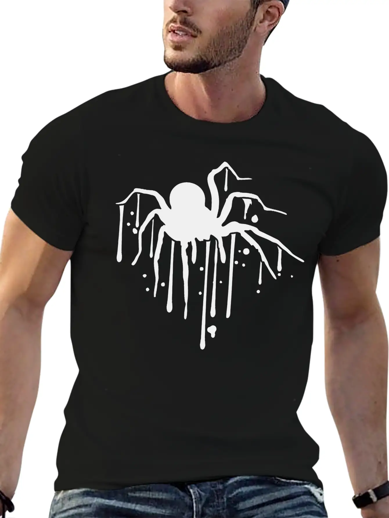 Drop Spider Blood Graffiti Design Clip Art Logo Di Stylish Everyday T-Shirt – Unisex Basic Cotton Tee