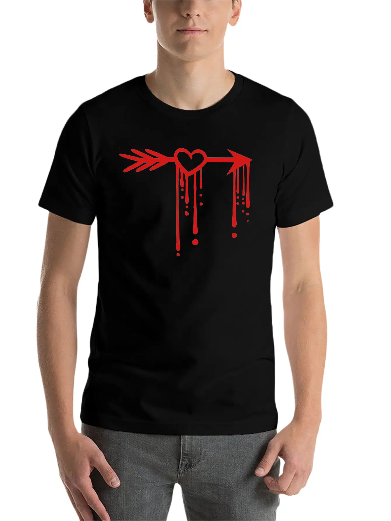 Drops Blood Graffiti In Love Heart Arrow Love Shoo Stylish Everyday T-Shirt – Unisex Basic Cotton Tee